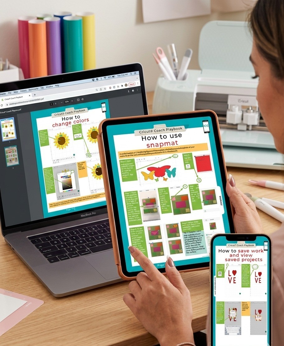 The Cricut Bible book by Sarah Maker next to a Cricut machine